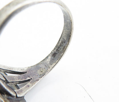 925 Sterling Silver Vintage Black Onyx Split Cocktail Band Ring Sz 9.5  RG6981