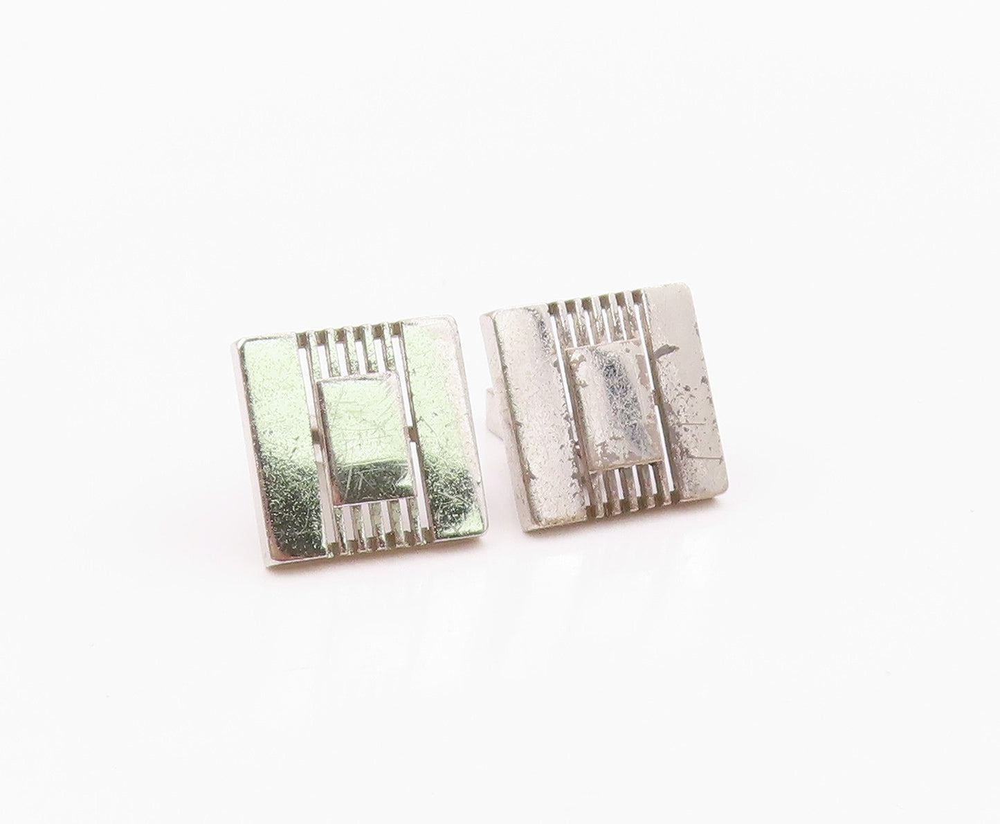 SWANK 925 Sterling Silver  Vintage Antique Shiny Square Cufflinks  TR2832