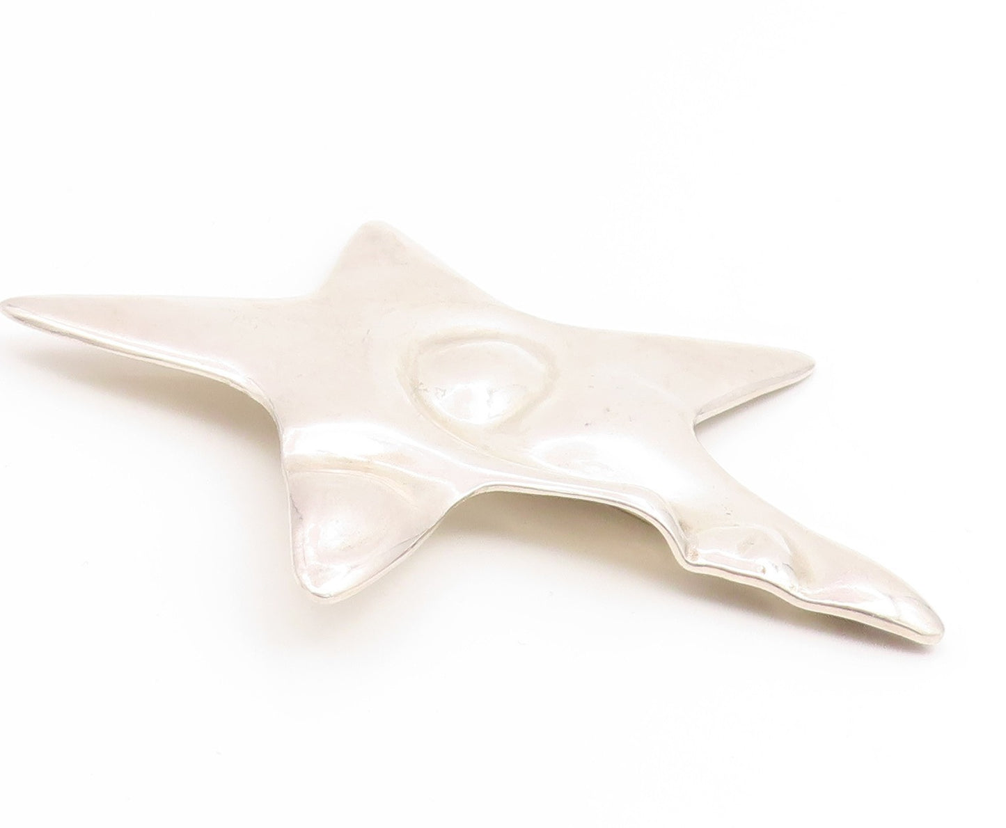 925 Sterling Silver Vintage Brooch Pin Modernist Celestial Star Face  BP12408