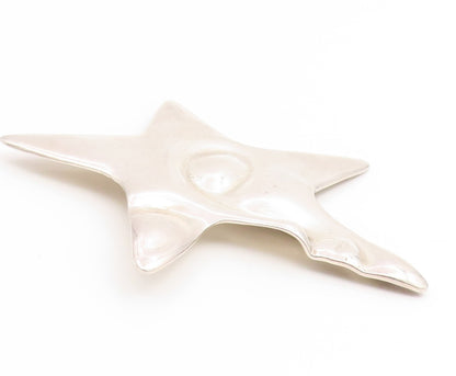 925 Sterling Silver Vintage Brooch Pin Modernist Celestial Star Face  BP12408