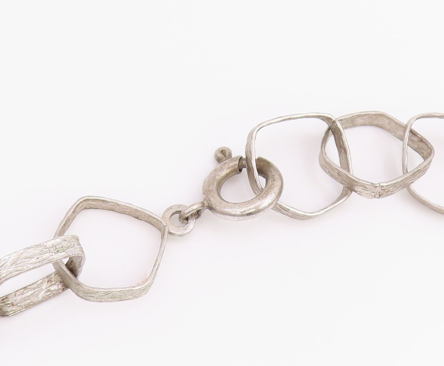 925 Sterling Silver Vintage Necklace UNO A ERRE Geometric Squares Link  NE4831