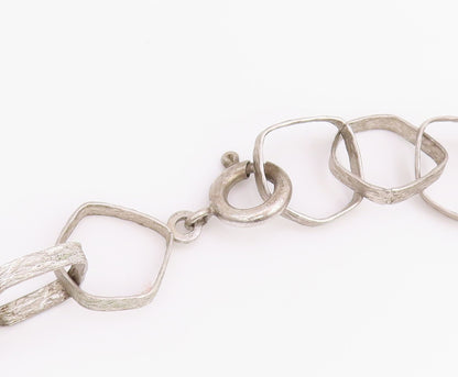 925 Sterling Silver Vintage Necklace UNO A ERRE Geometric Squares Link  NE4831