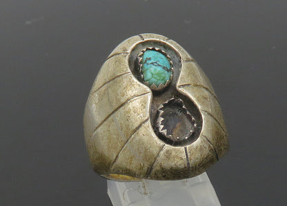 PETE PAQUIN ZUNI 925 Silver  Vintage Antique Turquoise Band Ring Sz 9  RG20355