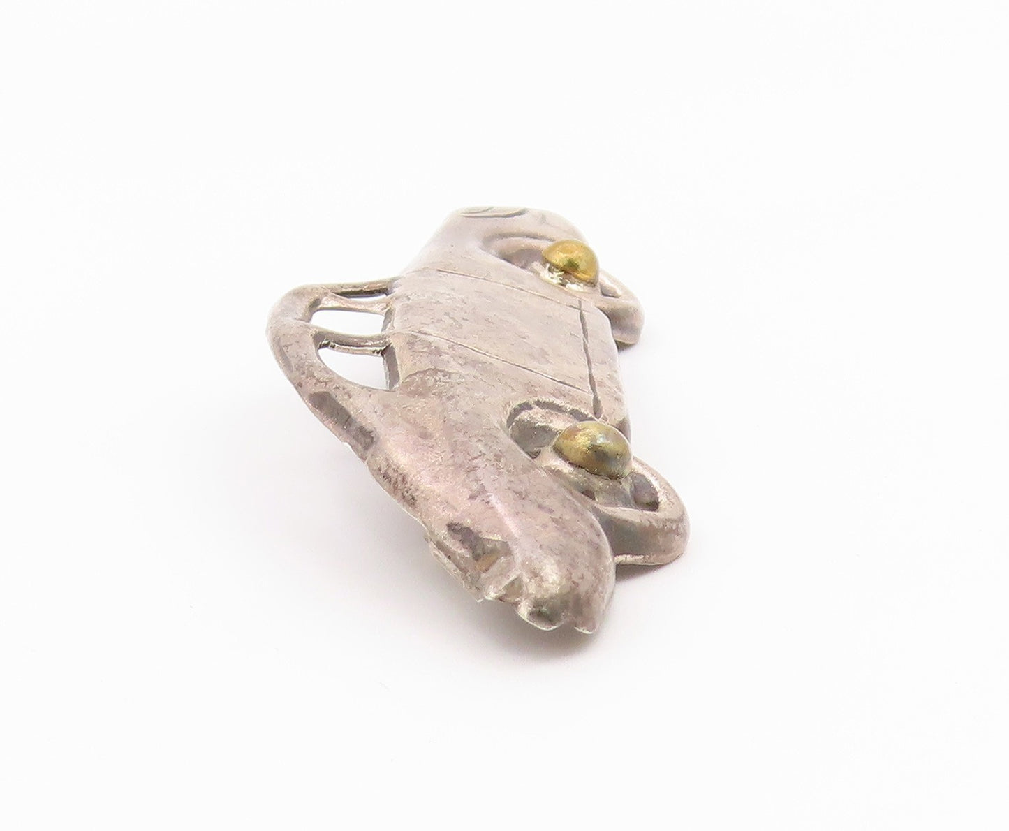 MEXICO 925 Silver  Vintage Two Tone Old Fashioned Car Brooch Pin  BP9253
