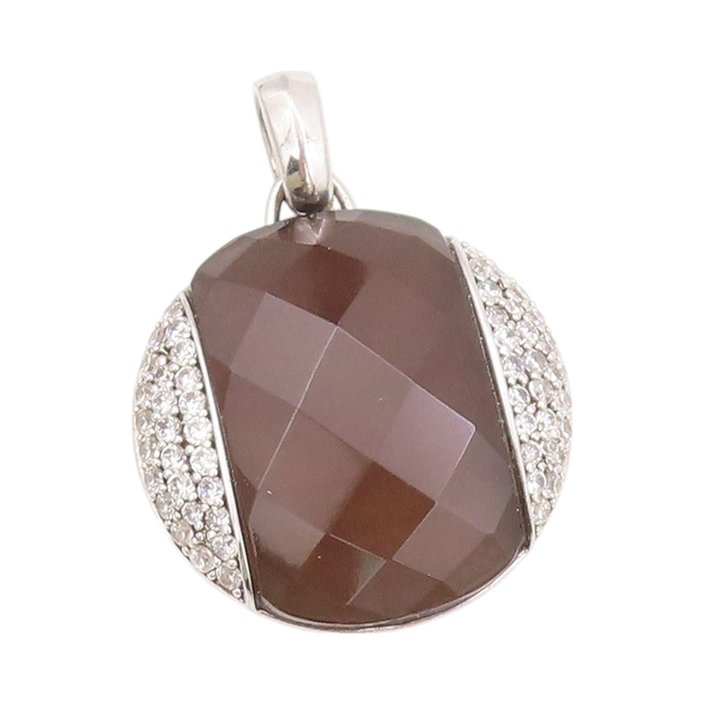 925 Sterling Silver Vintage Pendant Gemstone & CZ Designer Inlay  PT24055