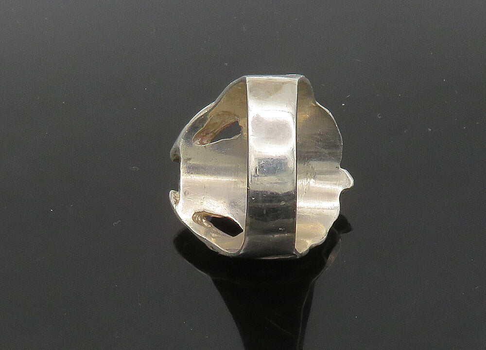 925 Sterling Silver  Vintage Heavy Skeleton Head Biker Ring Sz 17  RG22698