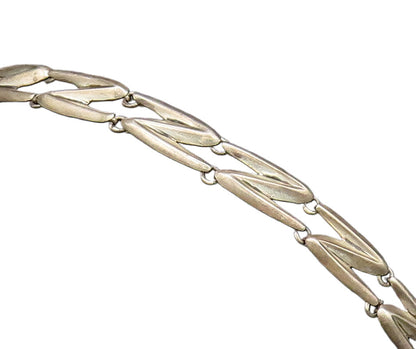 SIGI TAXCO 925 Silver  Vintage Minimalist Z Pattern Link Bracelet  BT9633