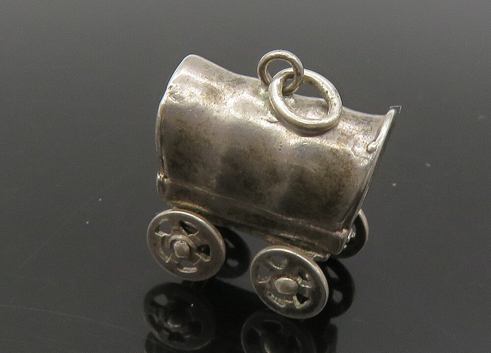 925 Sterling Silver  Vintage Petite Old Fashioned Carriage Pendant  PT17690