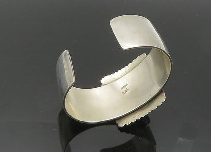 BAL NAVAJO 925 Silver  Vintage Metallic White Stone Cuff Bracelet  BT8204