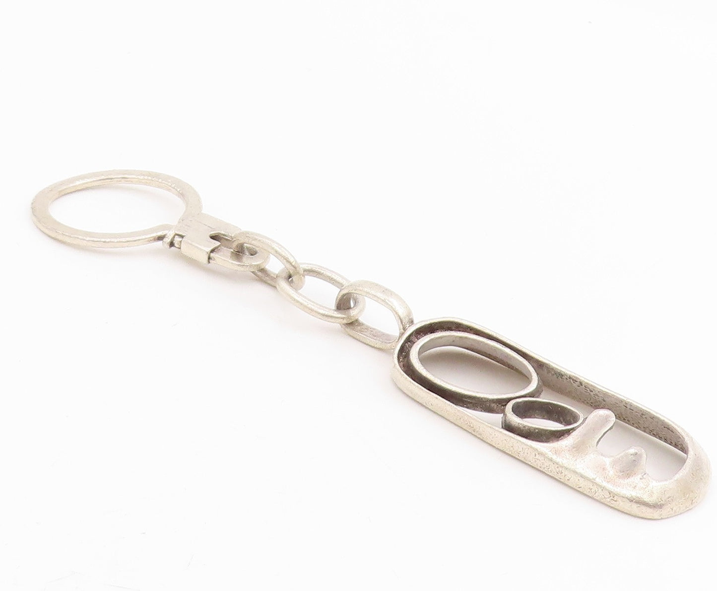 925 Sterling Silver Vintage Keychain Minimalist Abstract Loop Design  TR4177