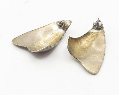 925 Sterling Silver  Vintage Modernist Designed Smooth Drop Earrings  EG6085