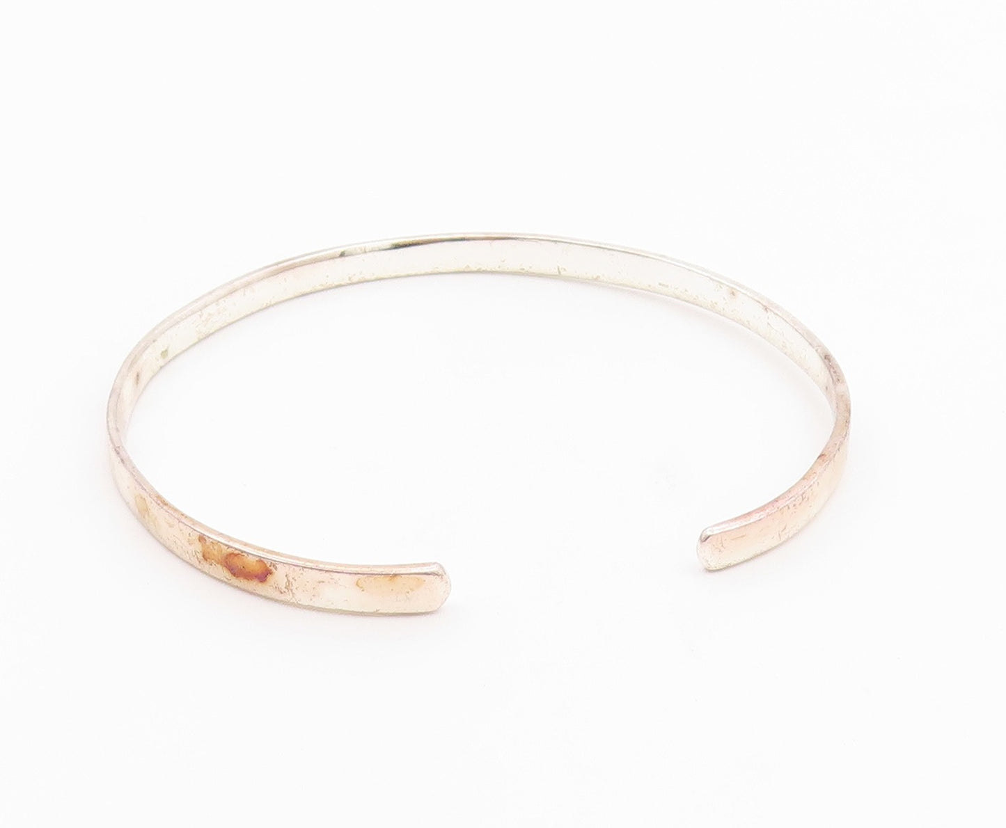 925 Sterling Silver  Vintage Shiny Peace Faith Love Cuff Bracelet  BT8343