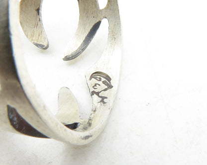 MEXICO 925 Sterling Silver  Vintage Shiny Cutout Design Band Ring Sz 7 RG12168