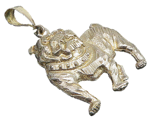 925 Sterling Silver  Vintage Shiny Diamond Cut Bull Dog Motif Pendant  PT19106