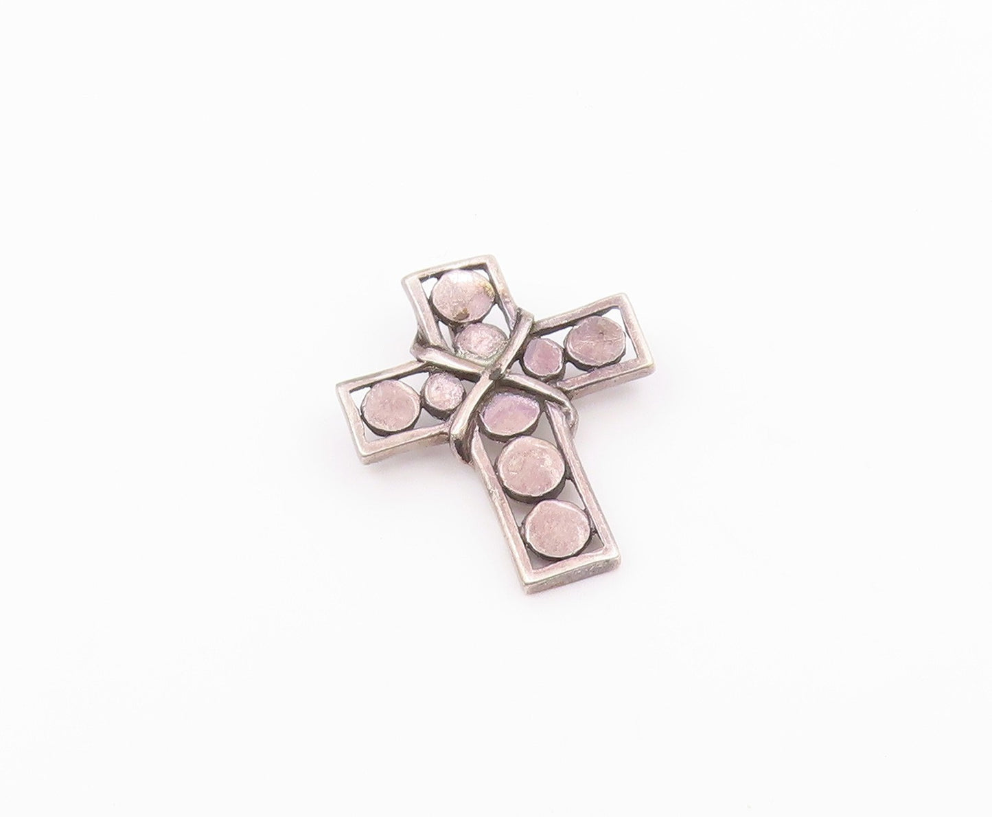 925 Sterling Silver  Vintage Petite Wrapped Religious Cross Pendant  PT16116