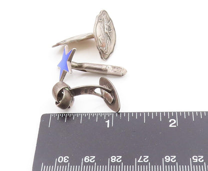 EUROPEAN 925 Sterling Silver Vintage Enamel 3 Pcs Lot Single Cufflinks TR3150