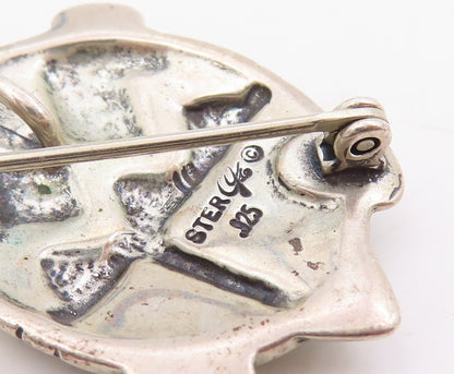 925 Sterling Silver Vintage Brooch Pin CAROLYN POLLACK Turquoise Turtle  BP12220