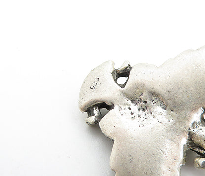 925 Sterling Silver  Vintage Dark Tone Winged Bird Woman Drop Pendant  PT5642