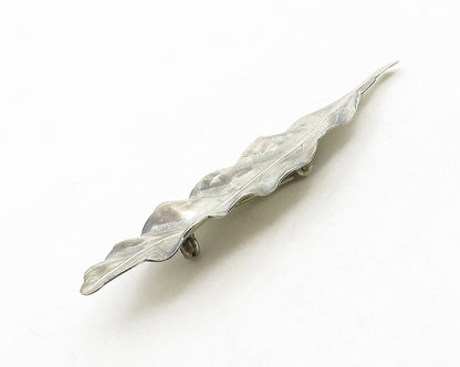 925 Sterling Silver  Vintage Dark Tone Single Leaf Motif Brooch Pin  BP5094