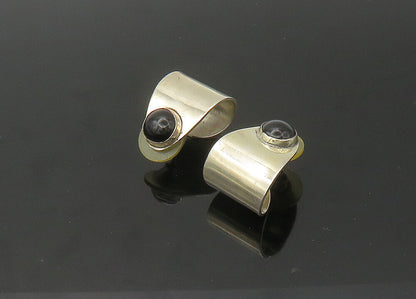 MEXICO 925 Sterling Silver  Vintage Black Onyx Curved Drop Earrings  EG11008
