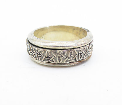 MEXICO 925 Silver  Vintage Celtic Knot Patterned Spinner Ring Sz 7  RG6966