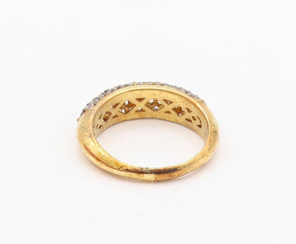 925 Sterling Silver Vintage Ring Gold Plated Topaz Inlay  Sz 7  RG30018