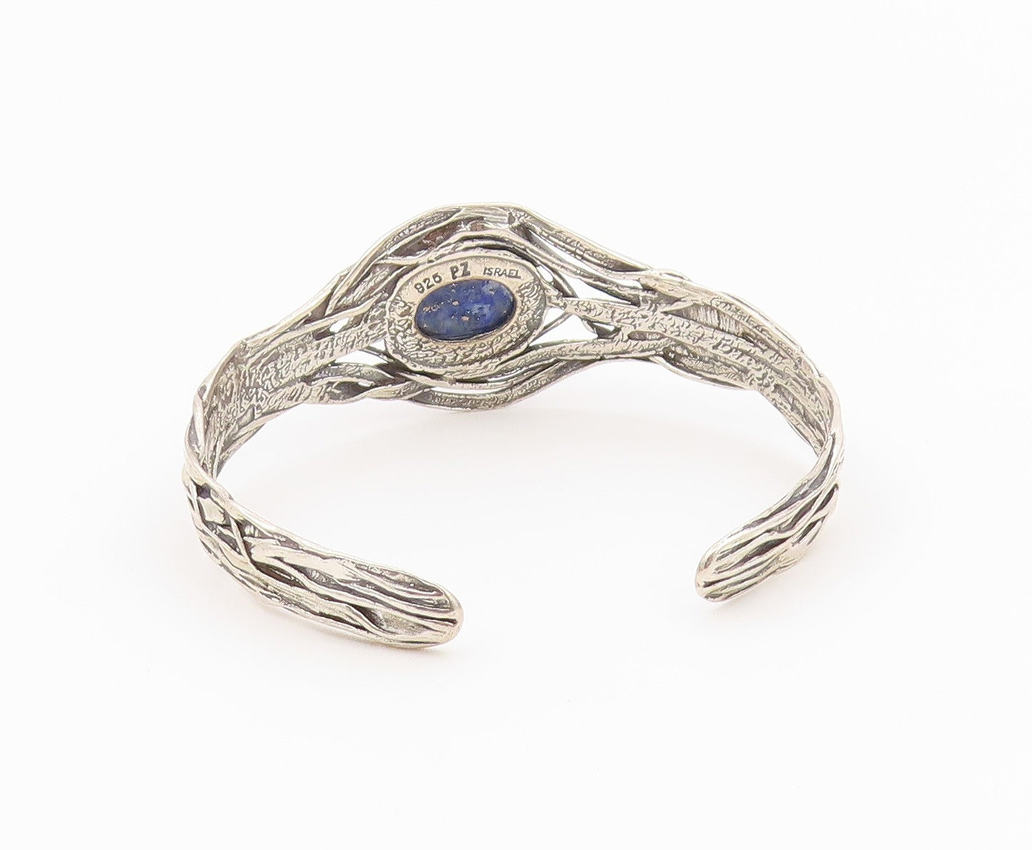 925 Sterling Silver Vintage Bracelet OR PAZ ISRAEL Lapis Lazuli Cuff  BT12165