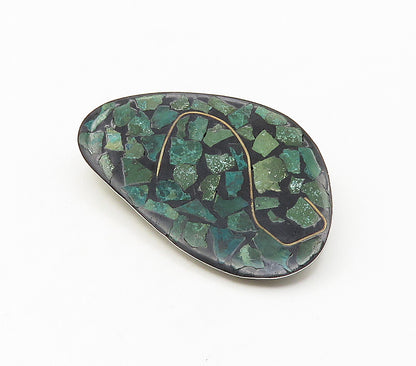 ISRAEL 925 Sterling Silver  Vintage Eilat Mosaic Pattern Brooch Pin  BP6580