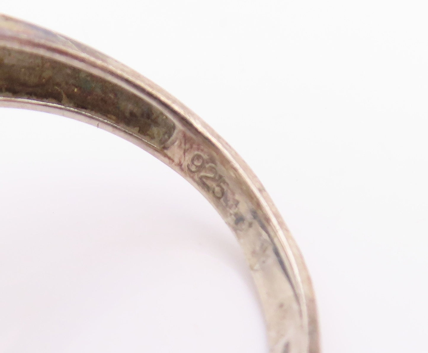 925 Sterling Silver Vintage Ring Modernist Topaz Drop Bands Cut  Sz 7.5  RG33145