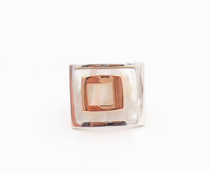 925 Sterling Silver Vintage Ring Mother Of Pearl Two Tone Band  Sz 8  RG35372