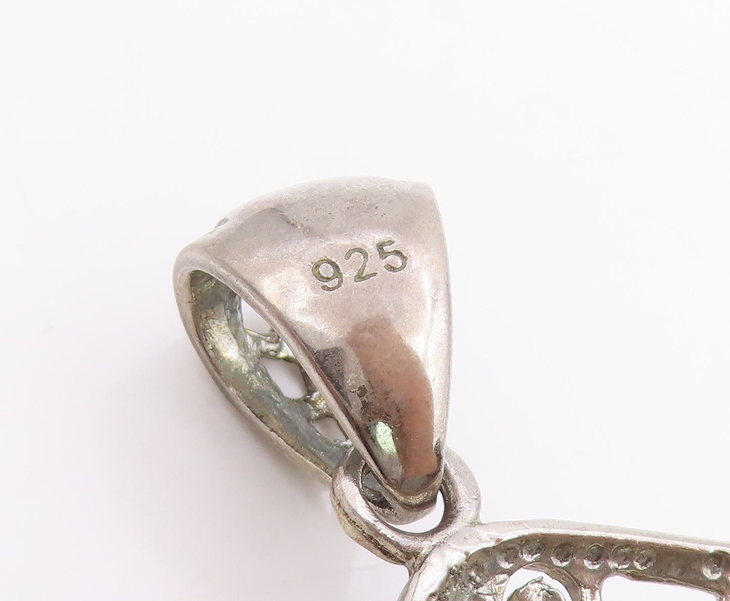 925 Sterling Silver Vintage Pendant Gemstone Classic Openwork Square  PT26118