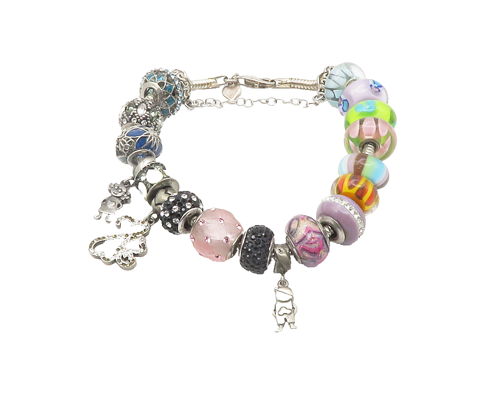 925 Sterling Silver Cubic Zirconia & Multi Stone Beaded Bracelet BT5647