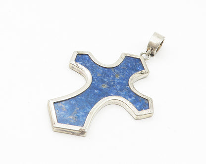 WHITNEY KELLY 925 Silver  Vintage Sodalite Religious Cross Pendant  PT8866
