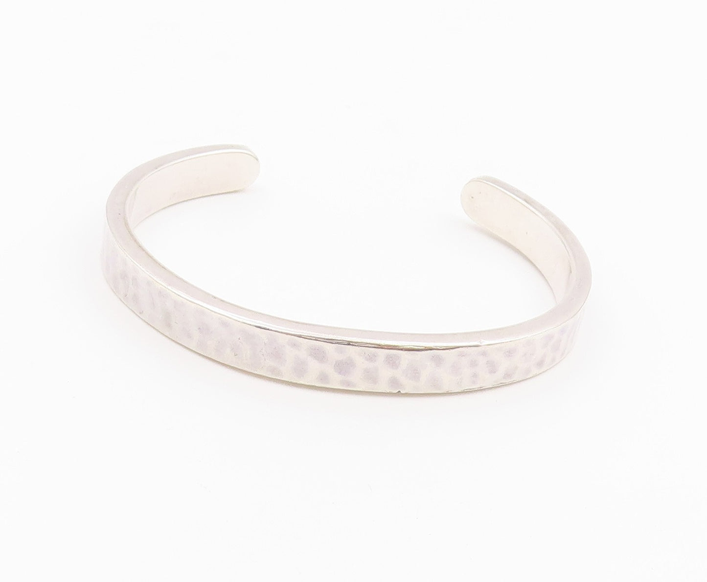 925 Sterling Silver Vintage Bracelet DEVATA Minimalist Hammered Cuff  BT12146