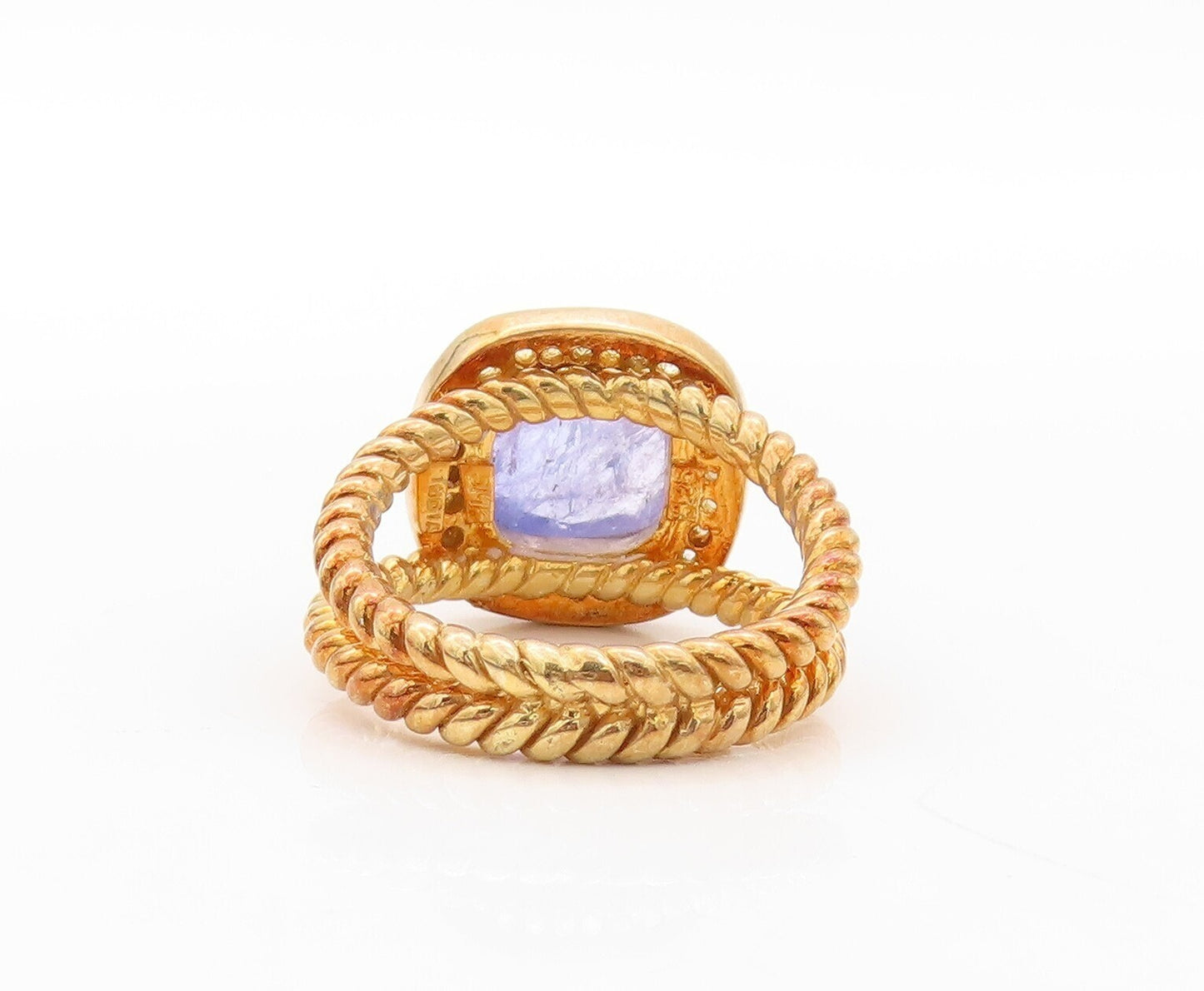 925 Sterling Silver Vintage Ring Gold Plated Topaz & Gemstone  Sz 8  RG30861