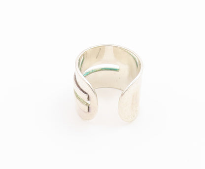 925 Sterling Silver Vintage Ring MONIR Modernist Geometric Band  Sz 6  RG36772