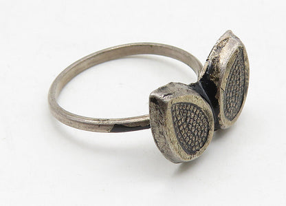 925 Sterling Silver  Vintage Dark Tone Floral Leaves Band Ring Sz 5  RG10517