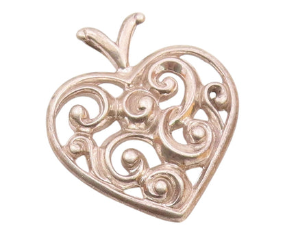 925 Sterling Silver  Vintage Shiny Open Swirl Love Heart Pendant  PT18523