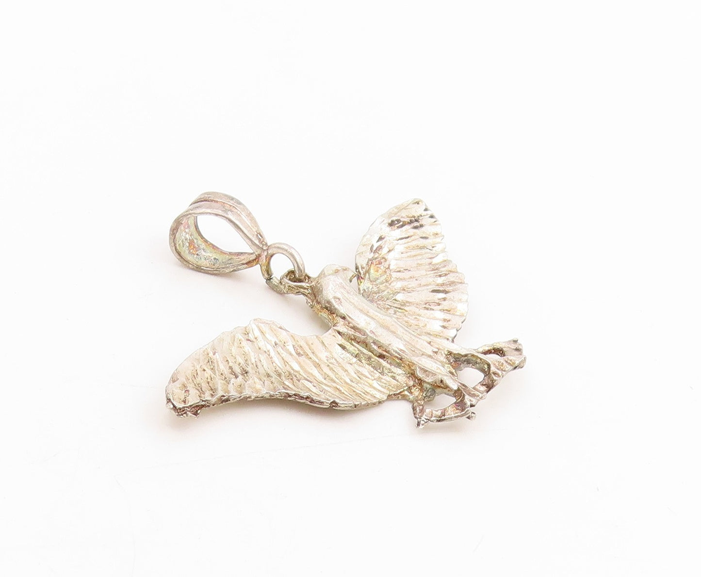 925 Sterling Silver Vintage Pendant Etched Majestic Eagle Of Strength  PT25278