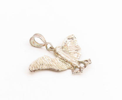 925 Sterling Silver Vintage Pendant Etched Majestic Eagle Of Strength  PT25278