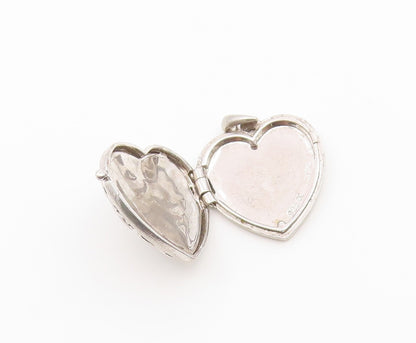 925 Sterling Silver Vintage Pendant Emerald Openwork Love Heart OPENS  PT26647