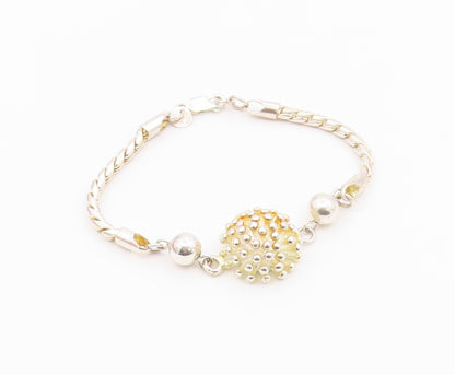 925 Sterling Silver  Vintage Shiny Spiked Dome Twist Chain Bracelet  BT8005
