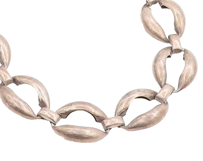 925 Sterling Silver Vintage Necklace DANECRAFT  Puffed Oval Link Chain  NE4635