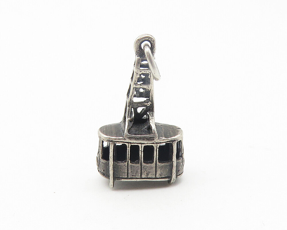 925 Sterling Silver  Vintage Petite Oxidized Cable Lift Motif Pendant  PT8906