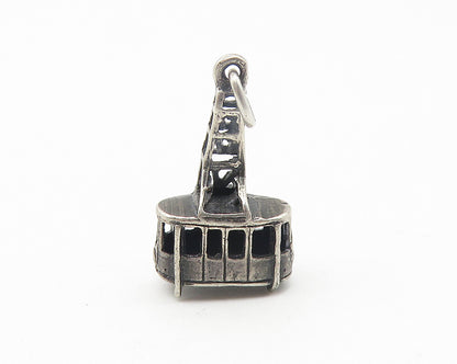 925 Sterling Silver  Vintage Petite Oxidized Cable Lift Motif Pendant  PT8906