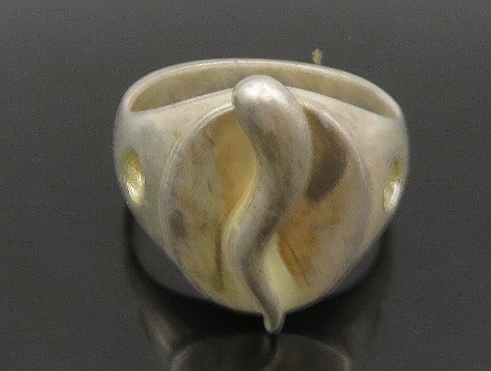 925 Sterling Silver  Vintage Snake Motif Oval Dome Band Ring Sz 9  RG23759