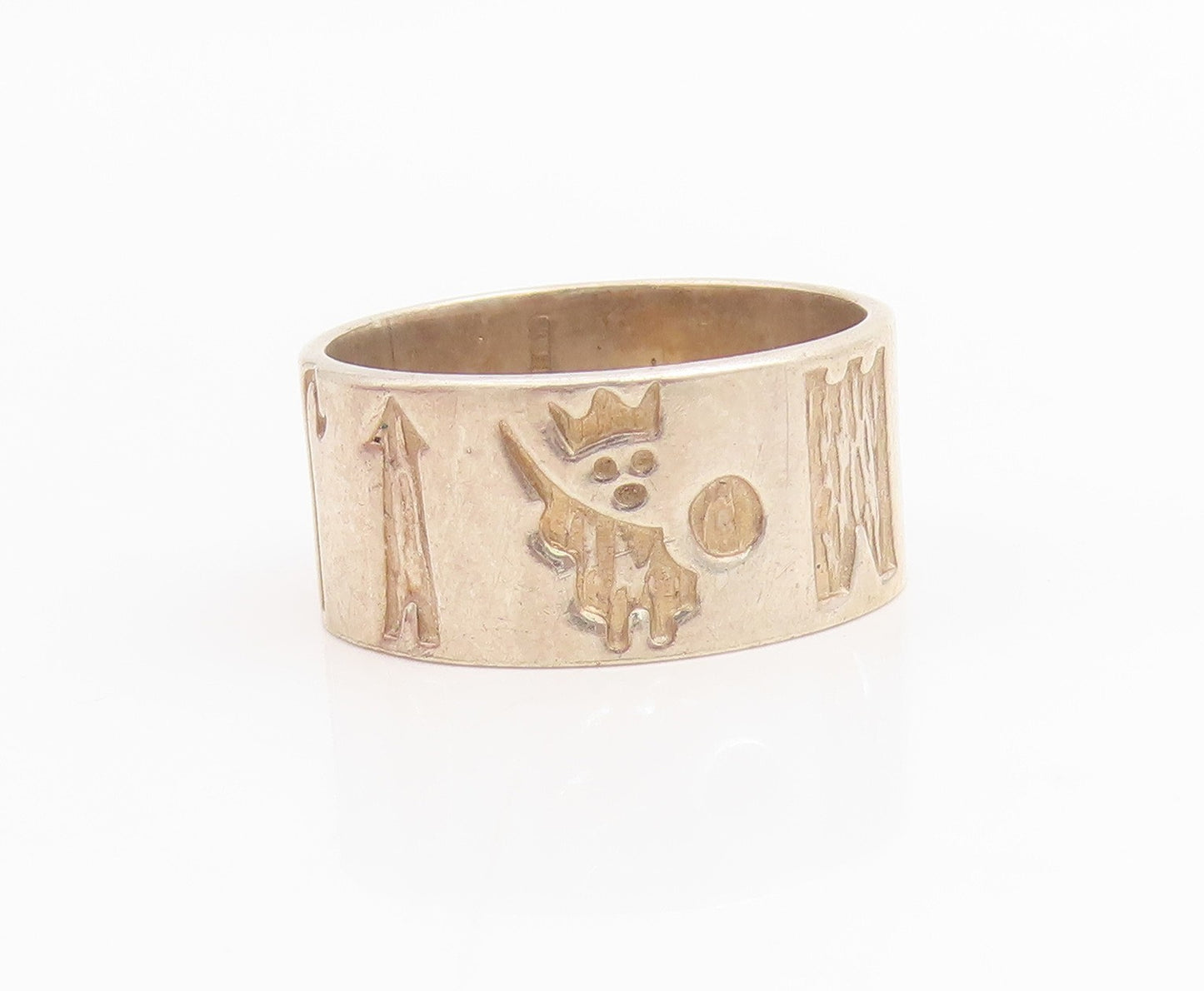 925 Sterling Silver Vintage Ring IRELAND Historical Symbols Band  Sz 8  RG34770