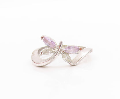 925 Sterling Silver Vintage Ring Marquise Amethyst CZ Butterfly  Sz 5.5  RG33386