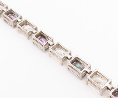 925 Sterling Silver  Vintage Cubic Zirconia & Mystic Topaz Bracelet  BT9518