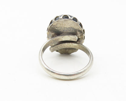 925 Sterling Silver  Vintage Cabochon Obsidian Cocktail Ring Sz 5.5  RG11218